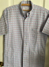 Yves Saint Laurent Pour Homme S Vintage Button Down Blue Check SS Shirt VGC