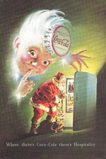8 annonces Coca-Cola - années 40 à 60...7 x 10", sur stock de couverture