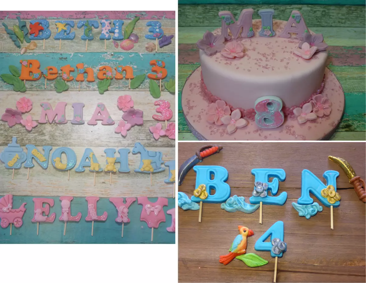 Edible Letters Age Handmade Birthday Christening Baby Shower Cake Toppers