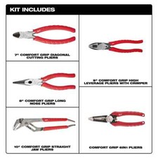 Milwaukee Electricians Lineman Pliers Hand Tool Set Wire Strippers 5 Piece Set