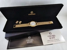 Concord 14k Yellow Gold Sapphire Crown Watch - 35mm