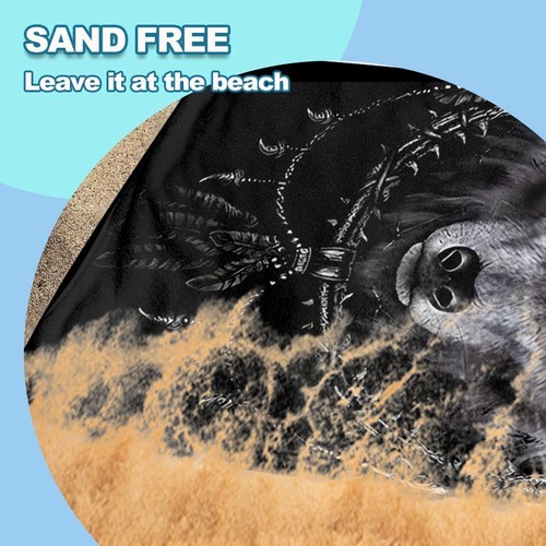 Wolf Print Oversize Beach Towel Quick Dry Soft Microfiber Bath Towel Large 30x60 - Picture 7 of 9