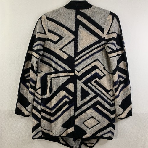 Lucky Brand Pullover Damen M schwarz blau geometrisch aztekisch drapiert gemütlich Outdoor Hütte - Bild 2 von 13