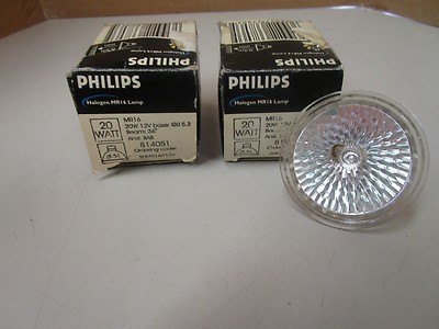 LOT OF 2 PHILIPS 814051 MR16 20W 12V HALOGEN LAMP BULB NEW  