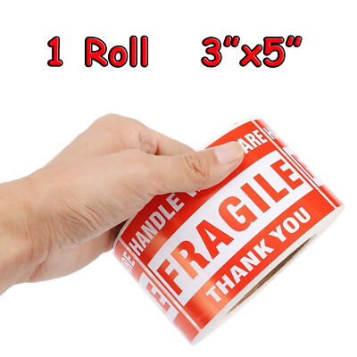 1 Roll Large 3'' x 5'' Fragile Stickers Handle with Care Fragile Labels 500/Roll