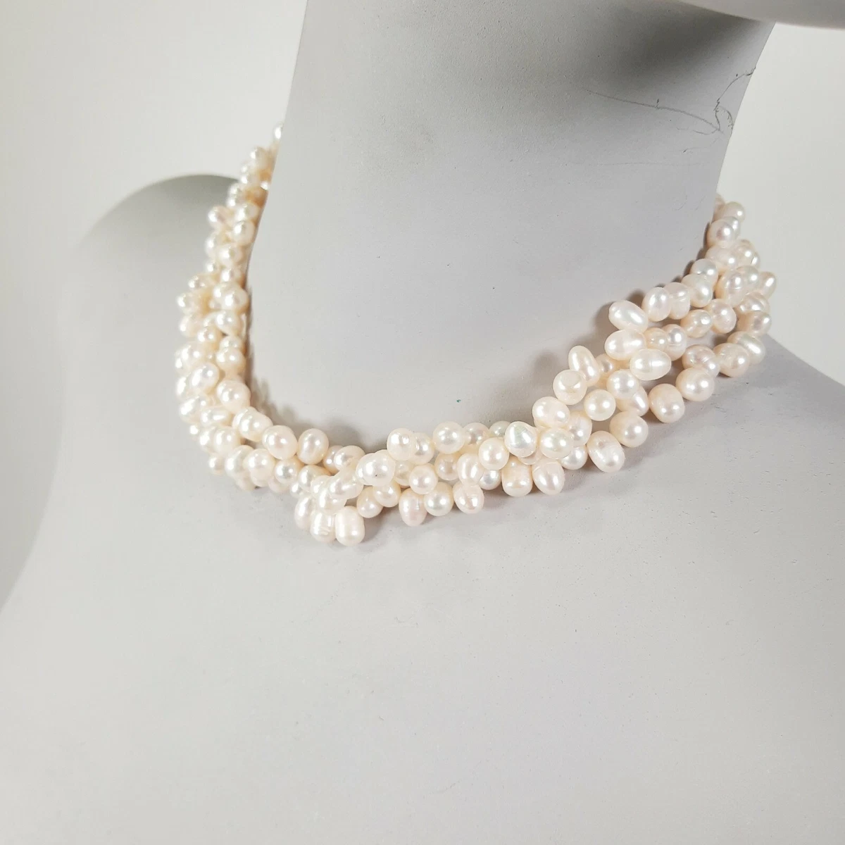 Triple strand shop freshwater pearl necklace
