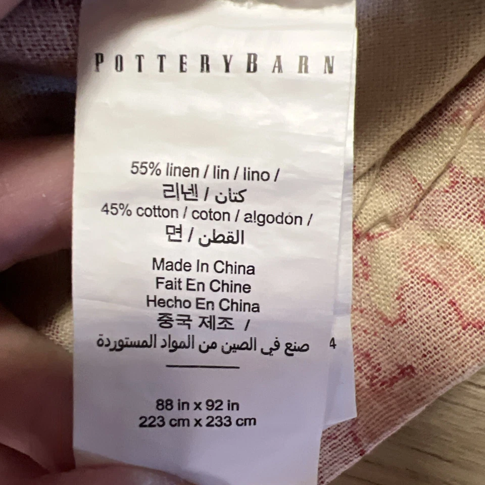 Capa de edredom Queen floral Pottery Barn Marla 88”x 92” linho mistura de algodão - Imagem 4 de 4