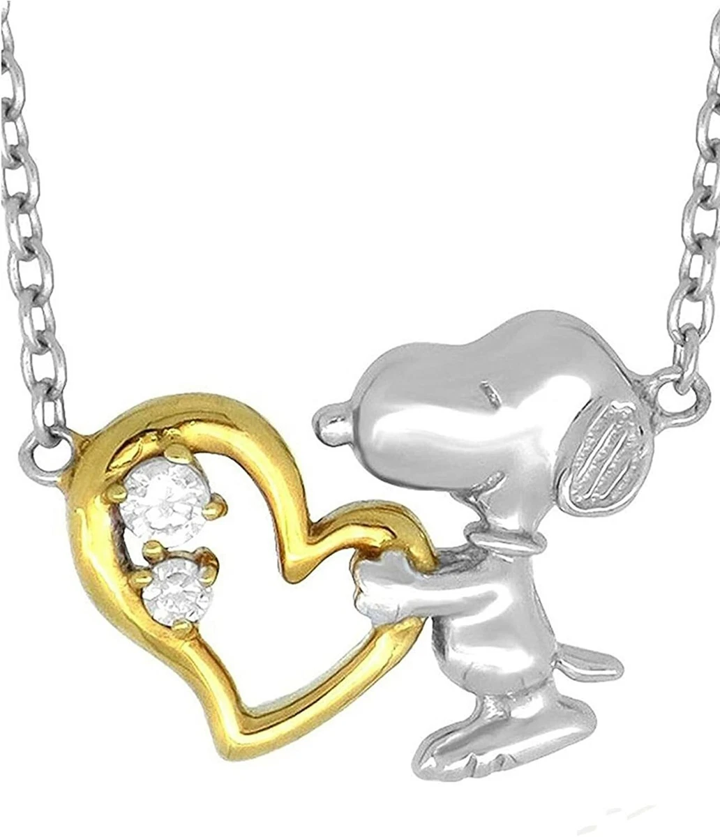 Peanuts Snoopy Hug Open Heart Silver 925 Pendant Necklace Japan eBay