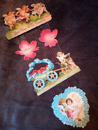 Victorian Lace Antique Hanging Die Cut Valentine's Card AS IS