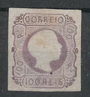 PORTUGAL - 1855-56 - KING PEDRO V - STRAIGHT HAIR  - 100R  LILAC
