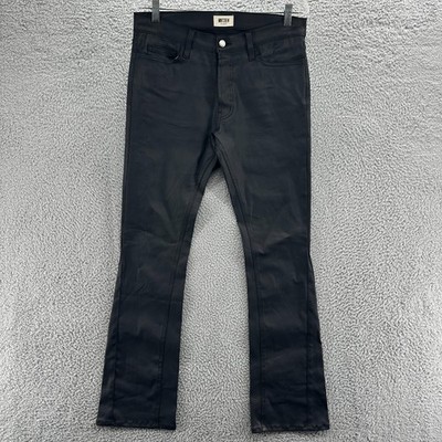 Mint Crew Jeans Mens 32 Black Button Fly Rockstar 5 Pocket Waxed Stacked Jeans