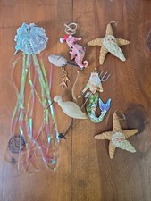 Christmas Tree Ornaments Lot Ocean Beach Metal Glass Resin Shorebird Starfish
