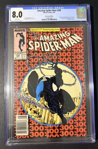 🔥 AMAZING SPIDER-MAN #300 💎 CGC 8.0 WP 🔑 1st VENOM APPEARANCE 🔥 1988 NS