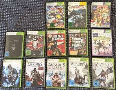 Xbox 360 Spiele Sammlung - Assassins's Creed, GTA V, Skyrim - Beschreibung lesen