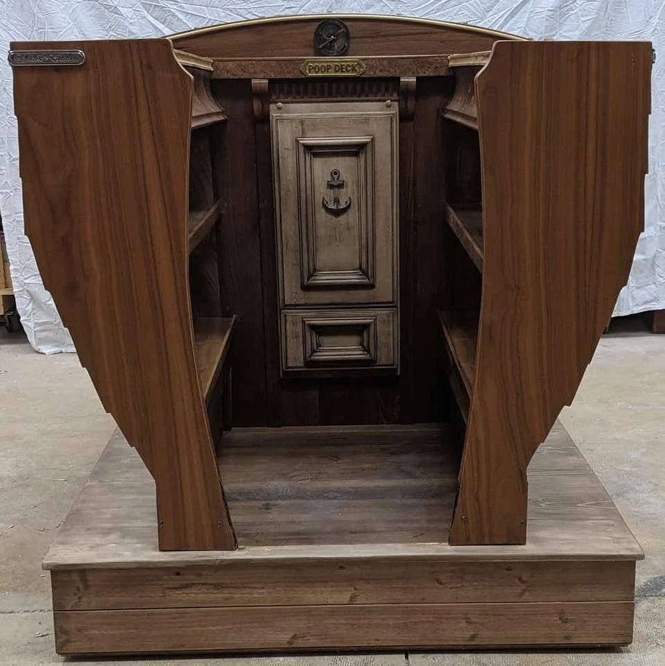 1 of 1 Handmade Wood Boat Bar, Lyman Inspired w/ Drawers, Cabinets, and Details - Image 3 of 4