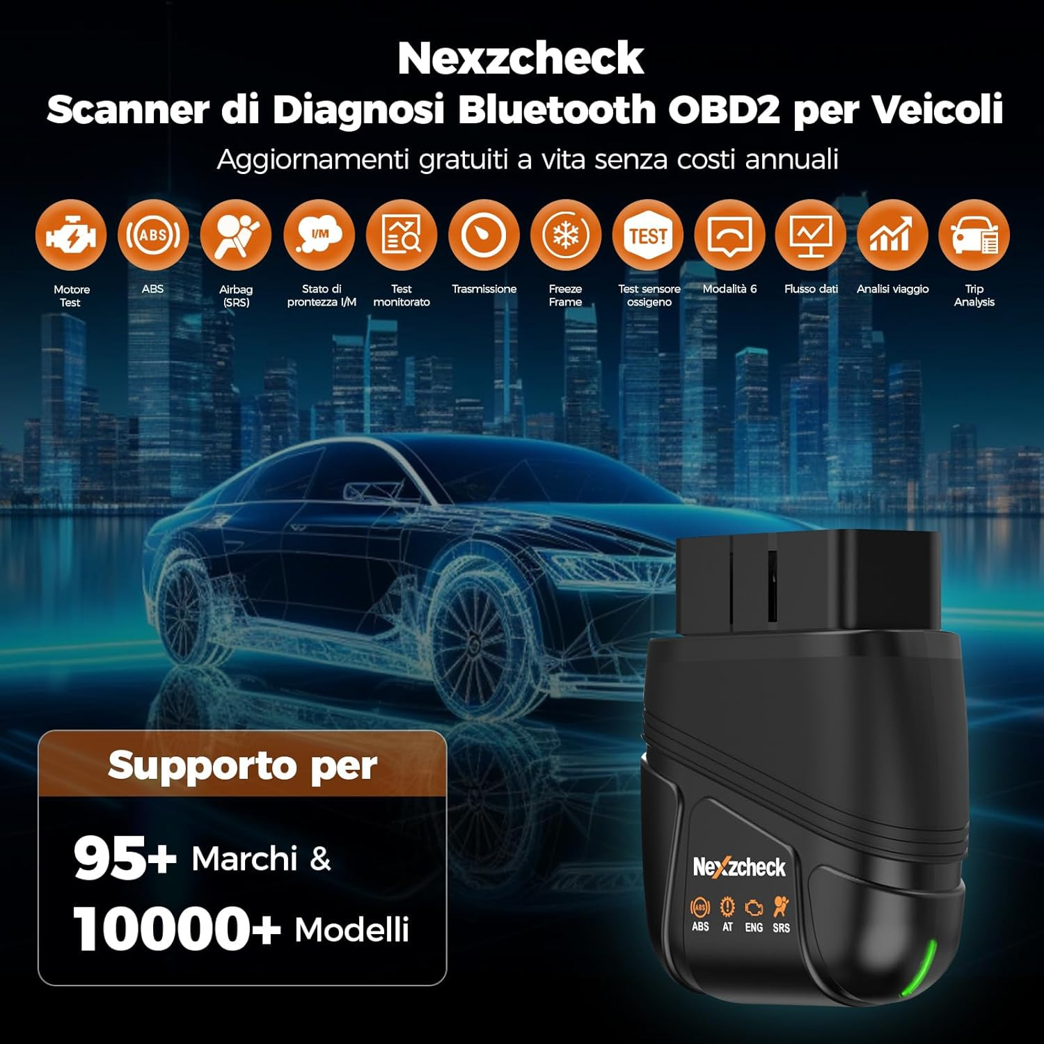 Kingsupplied Visitors Kft. - OBD2 Auto Diagnostica OBD Bluetooth: 5.1 OBD2 Scanner Diagnosi Auto Professional - Miniatura 2