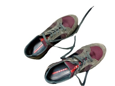 Prada Men s Sneakers Size Maroon (technical) Grey (suede)  45/11