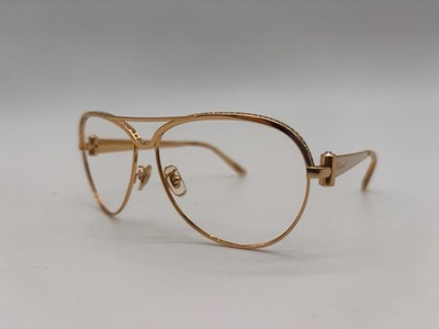 Vintage Chopard SCH996S Gold Aviator Eyeglass Frames 62-13 135 Jeweled Italy G