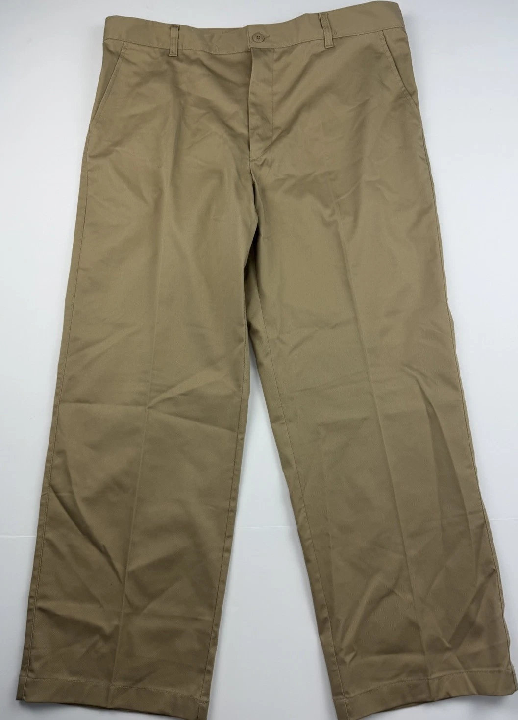 Henry Segal Men’s Khaki Dress Pants 38 Flat Front Stretch Water Resistant NWT
