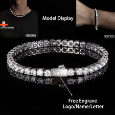 3Mm 4Mm 5Mm 1 Row Tennis Chain Bling Zircon Copper Material Necklace Hip Hop Man