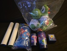 Super Mario Galaxy "COMPLETE  AMC  KIT" Yoshi Popcorn, Throw Blanket, Loot Box!!