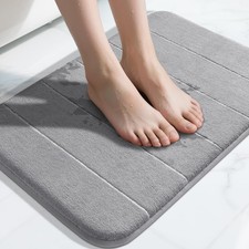 Memory Foam Bath Mat, Non-Slip, Quick Dry, Machine Washable, 24x17 Grey Rug