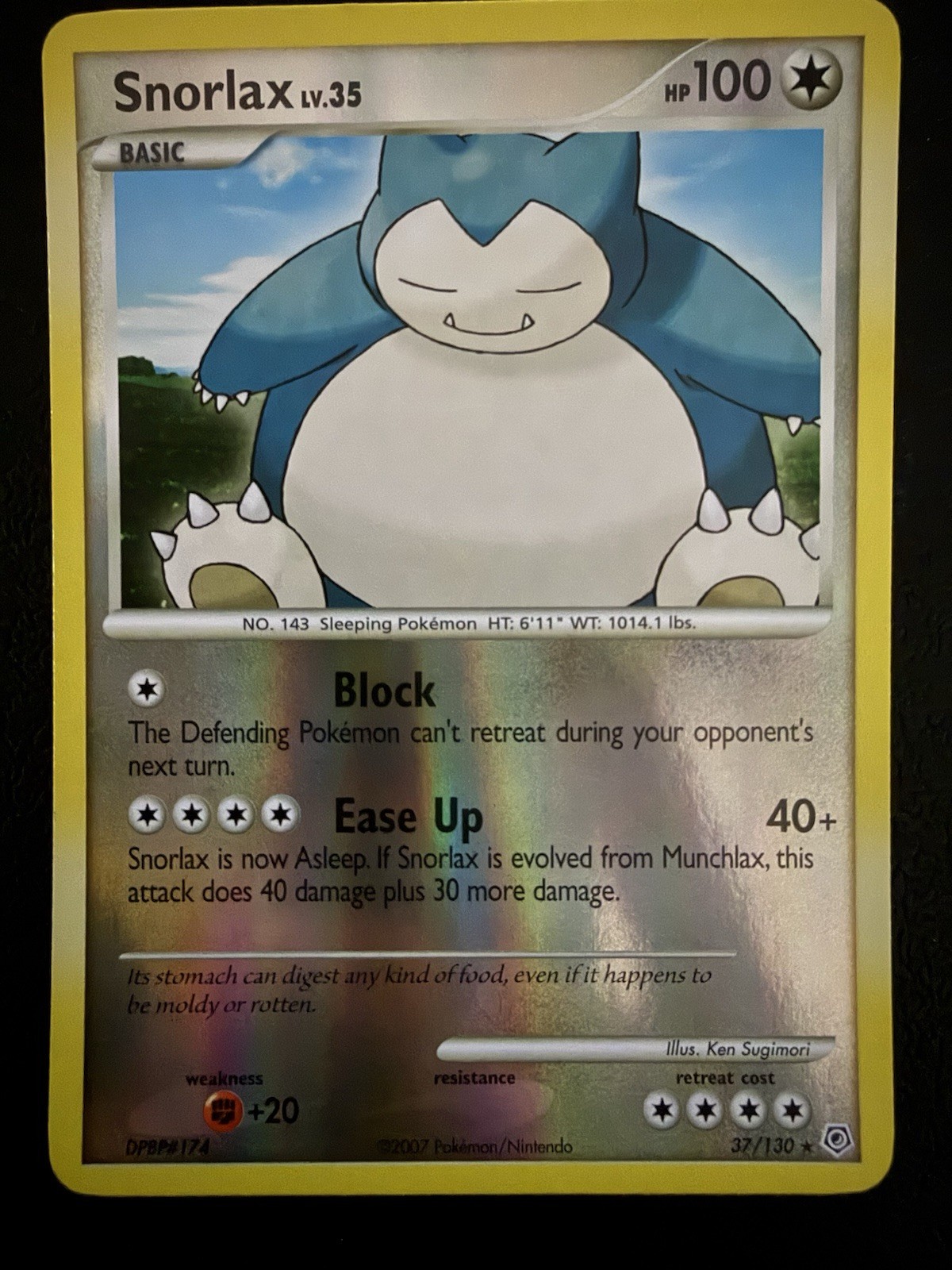 Pokémon TCG Snorlax 37/130 Diamond & Pearl Reverse Holo Rare HP100
