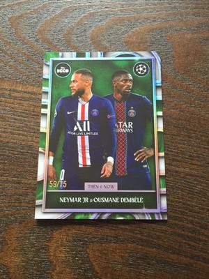 2025-26 Topps Deco Neymar JR Ousmane Dembele PSG Then and Now Green 59/75