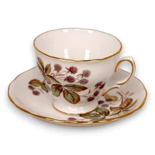 Royal Vale 7976 Blackberries, Scalloped, Gold Trim Footed Tea Cup and Saucer