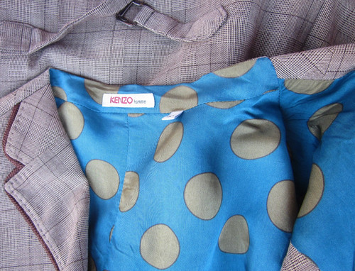 Kenzo Homme vest polka dot lining IT 52 glen plaid Vintage Y2K Inside OUT!