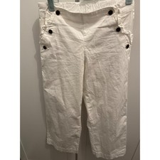 Janie and Jack Kids White Nautical Sailor Button Capris Pants Size 10