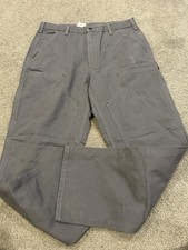 Carhartt Gray Double Knee Canvas Pants Size 34x32 Men's B136 QVL