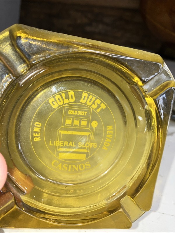 Vintage Casino Advertisement Ashtray Gold Dust Reno Nevada Liberal Slots