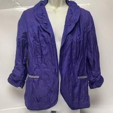 Chicos Amethyst Purple Shiny Sophistication Sharon Blazer 3/4 Sleeve - Size 2