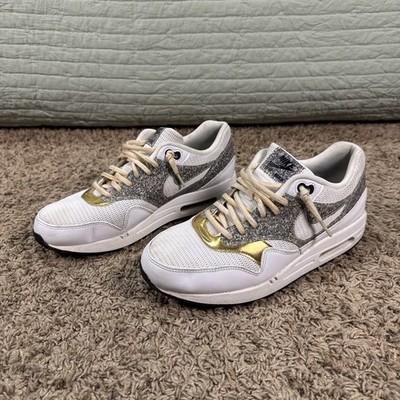 Nike Womens Air Max 1 SE White Multi-Gold 881101-100 Running Shoes Sneaker Sz 10