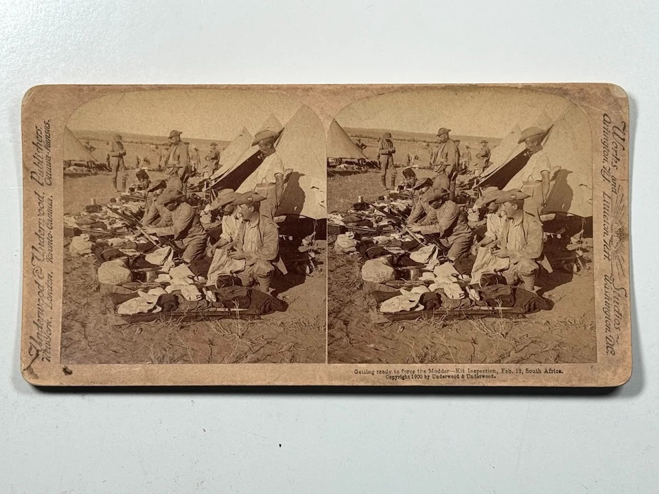 Tarjeta Stereoview Getting Ready to Force Modder, kit de inspección, histórica vintage Foto 3 de 4