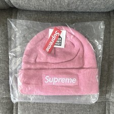 Supreme Logo Knit Beanie Hat Pink One Size Ac...