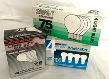 NEW (3) 4-PACKS Bright-Way Dependable and SAFE-T 75W-100W A19 White Light Bulbs