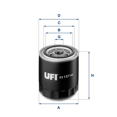 UFI 23.127.00 Oil Filter for Alfa Romeo,Alpine,Chrysler,Daihatsu,Derways,Dodge,F