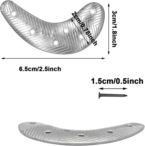 Metal Heel Plates 1 Pairs Sole Repair Kit with Half Moon Sole, Silver  - Picture 2 of 6