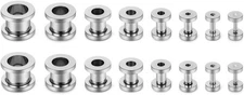8 Pairs Screw Ear Tunnels Stretching Kit Stainless Steel Gauge Plugs Expander...
