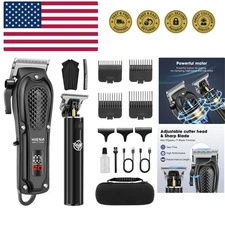 Professional Hair Clippers and Trimmers Set for Men Cordless Barber Kit Hair ...