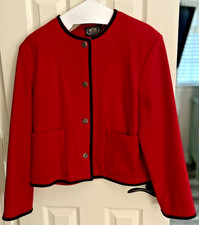Vintage British Khaki Robert Lighton Womens Red Wool Blend Blazer Christmas Sz 8