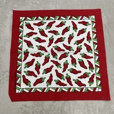 Hav A Hank Bandana Red Chili Peppers Kitchen  Handkerchief Southwestern USA Made