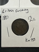 1887 Great Britain Farthing 1/4d Queen Victoria Excellent Condition VF/XF