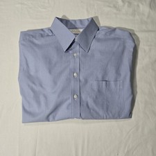 Roundtree Yorke Gold Label Fitted Non-Iron Blue Check Dress Shirt 15.5 33