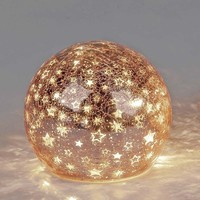 Deko-Kugel Rose-Gold Sterne Led-Licht Crackle-Optik Glas formano Weihnachtskugel