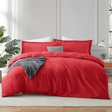 Hearth  Harbor Red Duvet Cover Full Size - 3 Piece Bedding Set 80x90'