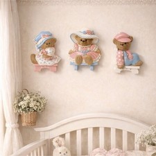 Vintage Teddy Bear Wall Plaques for Nursery
