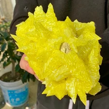 2.91LB  Rare Natural yellow sulfur crystal quartz crystal mineral specimen.